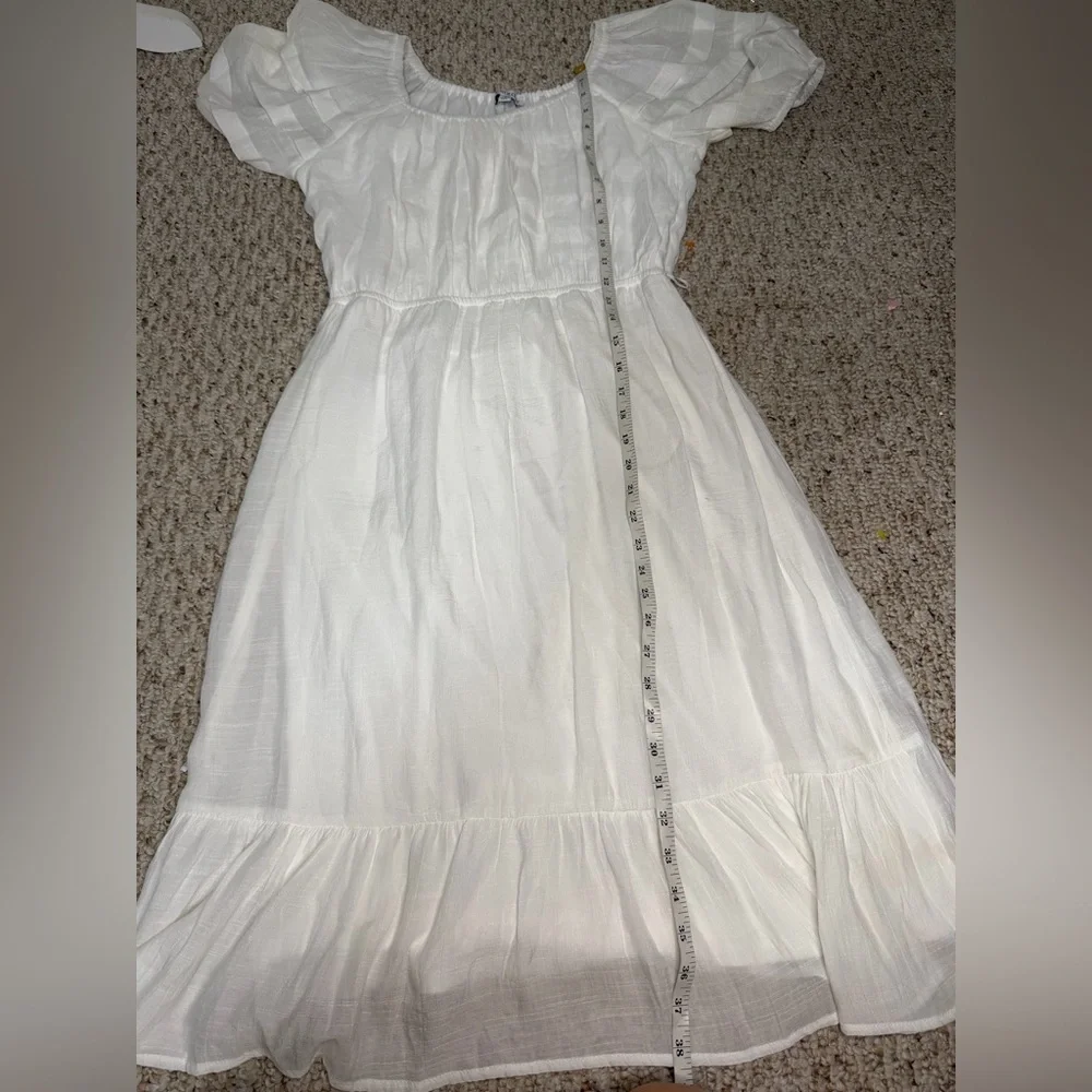 Luxology Pleated Sleeve Belted Midi Dress size S - Picture 5 of 8